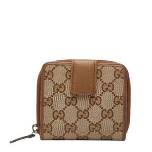 Gucci GG Canvas - Round Zipper Bifold Wallet 346056 Beige Brown Canvas Leather